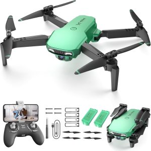 NEHEME NH525 Drone with Camera for Kids, Foldable Mini Drones Toys for Boys with 1080P HD Camera, Christmas Birthday Holiday Gifts ideas for Boys, One Key Start, 2 Batteries, Upgraded Version, Green