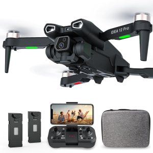 le-idea Brushless Motor Drone, Drones with Camera for Adults 4K 135° Adjustable Camera Drone for Adults Max 40km/h Dual Camera 5G WiFi FPV Drone for Beginners 2 Batteries IDEA12Pro