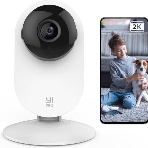 YI Pro 2K Home Security Camera, 2.4Ghz Indoor Camera with Person, Vehicle, Animal Smart Detection, Phone App for Baby, Pet, Dog Monitoring, Compatible with Alexa and Google Assistant