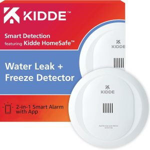 Kidde WiFi Water Leak Detector & Freeze Alarm, Alexa Device, Smart Leak Detector for Homes with App Alerts,White