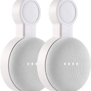 Outlet Wall Mount Holder for Google Nest Mini and Google Home Mini, A Space-Saving Accessories with Cord Management for Google Mini Smart Speaker, No Messy Wires or Screws (2 Pack)