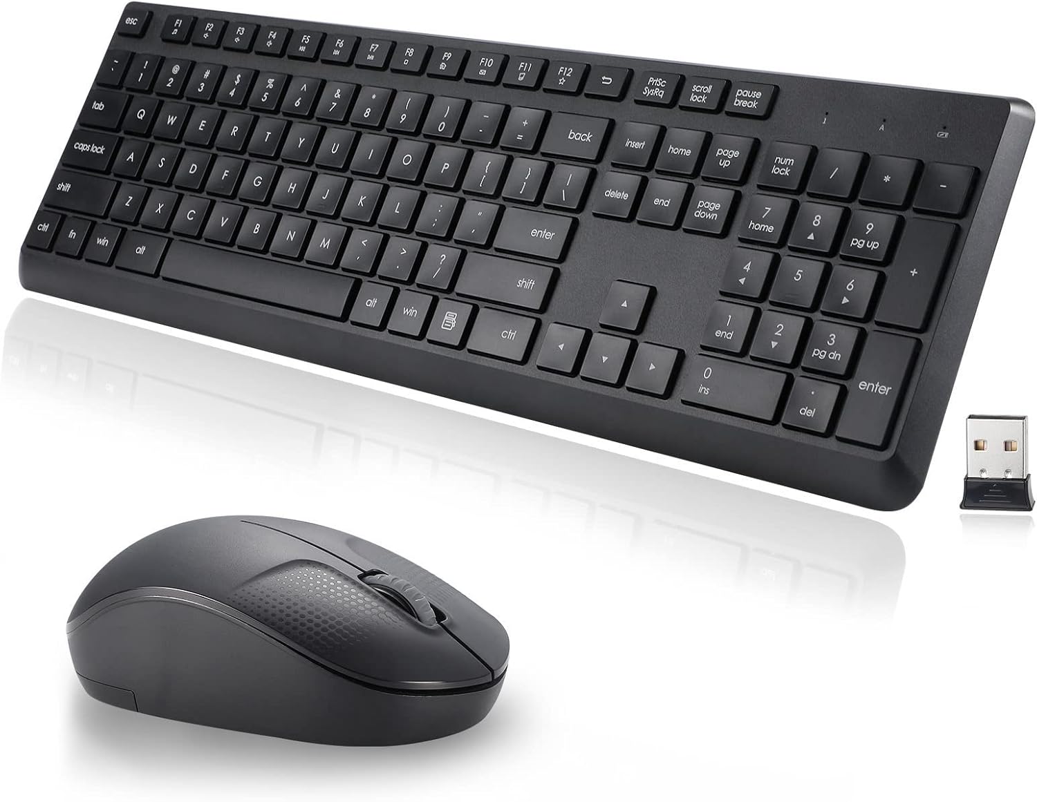 2.4 GHz Wireless Keyboard and Mouse Combo, Full-Sized USB Cordless Mouse Keyboard Set Silent for PC Laptop Computer Desktop Windows Mac Chromebook, Numeric Keypad & Compact Optical Mouse (Black) 2.4 GHz Wireless Keyboard and Mouse Combo, Full-Sized USB Cordless Mouse Keyboard Set Silent for PC Laptop Computer Desktop Windows Mac Chromebook, Numeric Keypad & Compact Optical Mouse (Black)