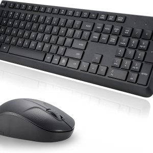 2.4 GHz Wireless Keyboard and Mouse Combo, Full-Sized USB Cordless Mouse Keyboard Set Silent for PC Laptop Computer Desktop Windows Mac Chromebook, Numeric Keypad & Compact Optical Mouse (Black)