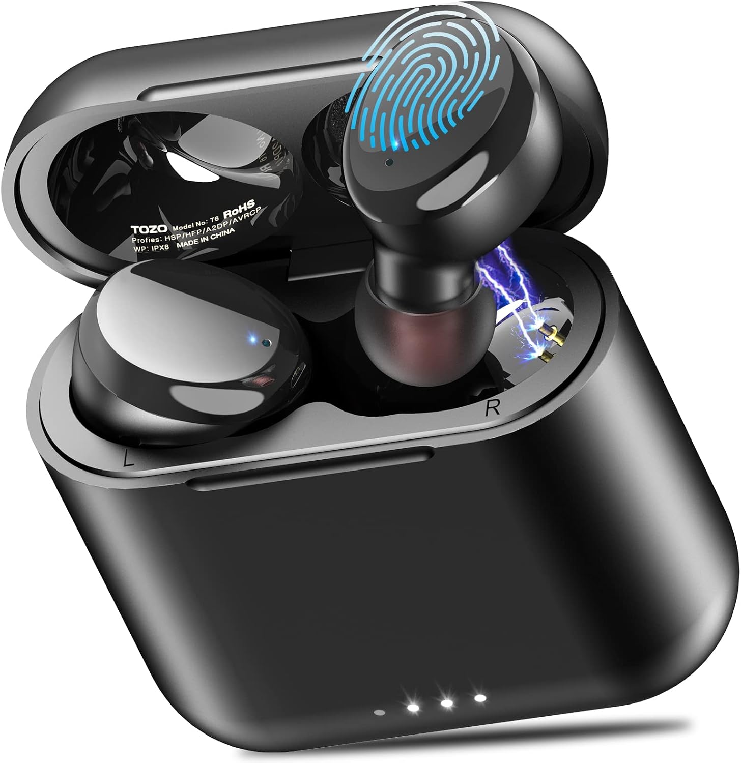 TOZO T6 True Wireless Earbuds Bluetooth 5.3 Headphones Touch Control with Wireless Charging Case IPX8 Waterproof Stereo Earphones in-Ear Built-in Mic Headset Premium Deep Bass Black TOZO T6 True Wireless Earbuds Bluetooth 5.3 Headphones Touch Control with Wireless Charging Case IPX8 Waterproof Stereo Earphones in-Ear Built-in Mic Headset Premium Deep Bass Black