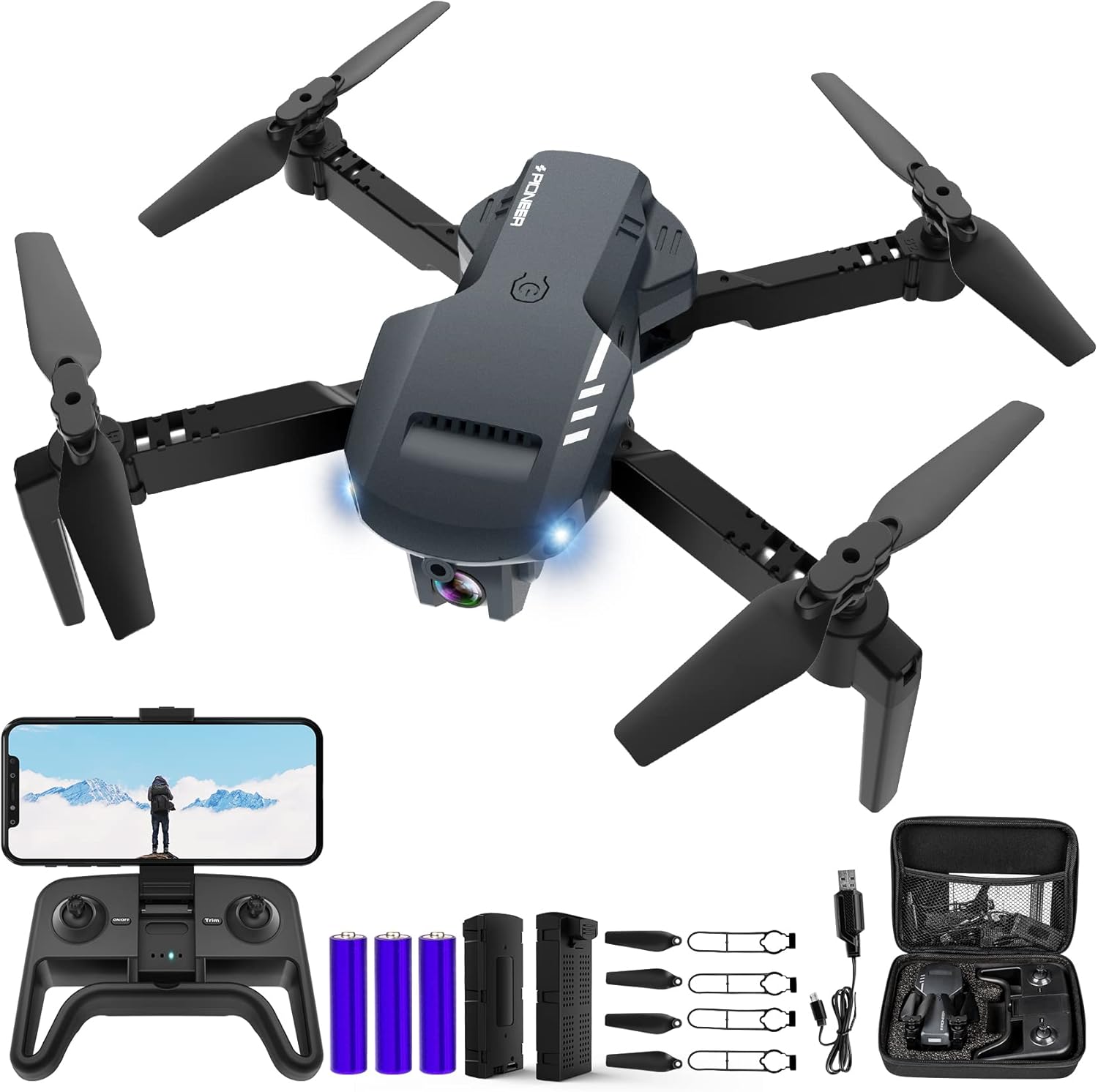 RADCLO Mini Drone with Camera – 1080P HD FPV Foldable Carrying Case, 2 Batteries, 90° Adjustable Lens, One Key Take Off/Land, Altitude Hold, 360° Flip, Toys Gifts for Kids, Adults, beginner RADCLO Mini Drone with Camera – 1080P HD FPV Foldable Carrying Case, 2 Batteries, 90° Adjustable Lens, One Key Take Off/Land, Altitude Hold, 360° Flip, Toys Gifts for Kids, Adults, beginner