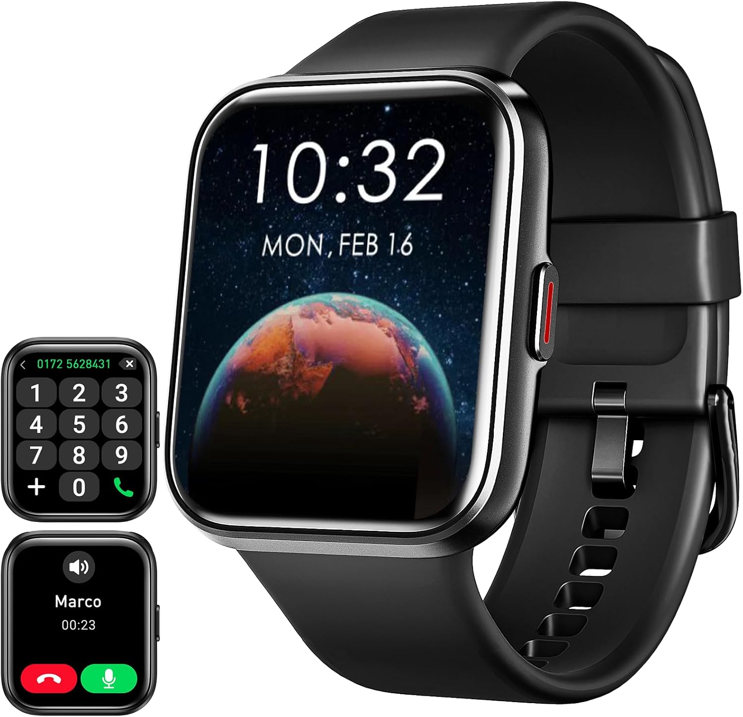 Smart Watch for Men Women(Call Receive/Dial), Alexa Built-in, 1.8″ Touch Screen Fitness Tracker with Heart Rate Sleep Tracking, 100 Sports Modes, 5ATM Waterproof Smartwatch for Android iPhone, Black Smart Watch for Men Women(Call Receive/Dial), Alexa Built-in, 1.8″ Touch Screen Fitness Tracker with Heart Rate Sleep Tracking, 100 Sports Modes, 5ATM Waterproof Smartwatch for Android iPhone, Black
