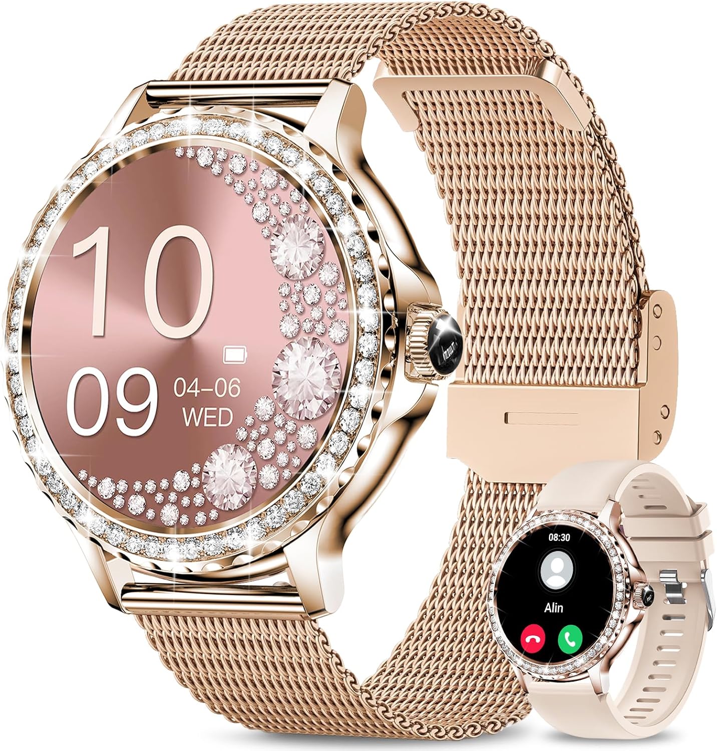Smart Watches for Women (Answer/Make Call) with Diamonds, 1.3”HD Screen Bluetooth Smartwatch for Android iOS Phones, IP68 Waterproof Fitness Activity Trackers with Heart Rate/SpO2/BP/Sleep Monitor Smart Watches for Women (Answer/Make Call) with Diamonds, 1.3”HD Screen Bluetooth Smartwatch for Android iOS Phones, IP68 Waterproof Fitness Activity Trackers with Heart Rate/SpO2/BP/Sleep Monitor