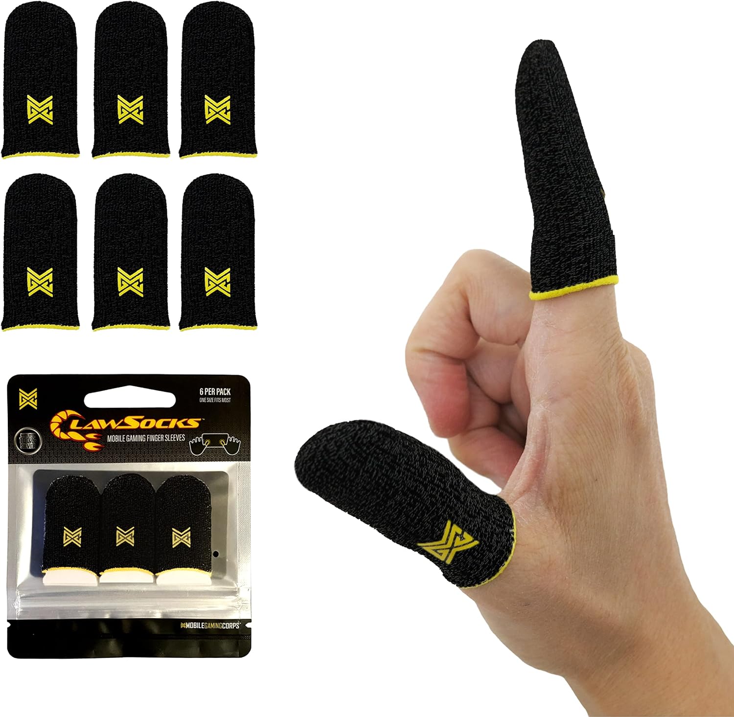 MGC ClawSocks 6 Pack Carbon, Gamer Finger & Thumb Sleeves, Mobile Gaming Stabilizer & Compression Support MGC ClawSocks 6 Pack Carbon, Gamer Finger & Thumb Sleeves, Mobile Gaming Stabilizer & Compression Support