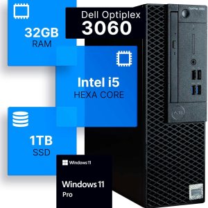 Dell Optiplex 3060 Desktop Computer | Intel i5-8500 (3.2) | 32GB DDR4 RAM | 1TB SSD Solid State | Windows 11 Professional | Home or Office PC (Renewed)