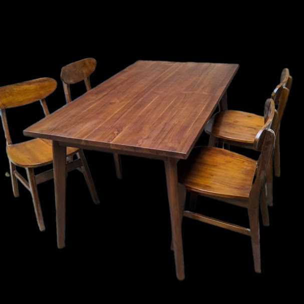 Teak dining table set 4 chairs natural wood Brazil Teak dining table set 4 chairs natural wood Brazil