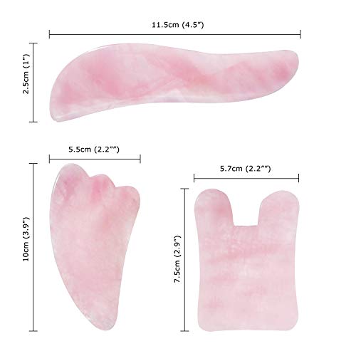 Gua Sha Massage Tool Rose Quartz Stone, BASVO Gua Sha Scraping Facial Tools for Skin Renewal SPA Acupuncture Scrapper…