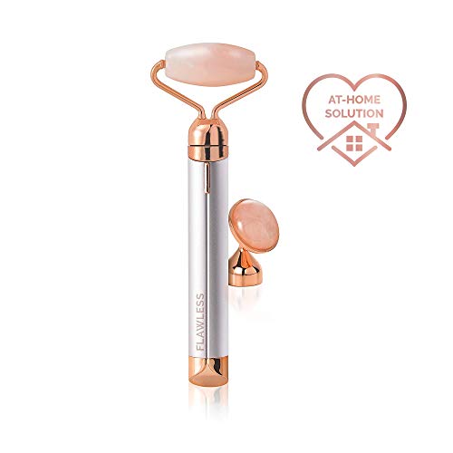 Finishing Touch Flawless Contour Vibrating Facial Roller & Massager, Rose Quartz