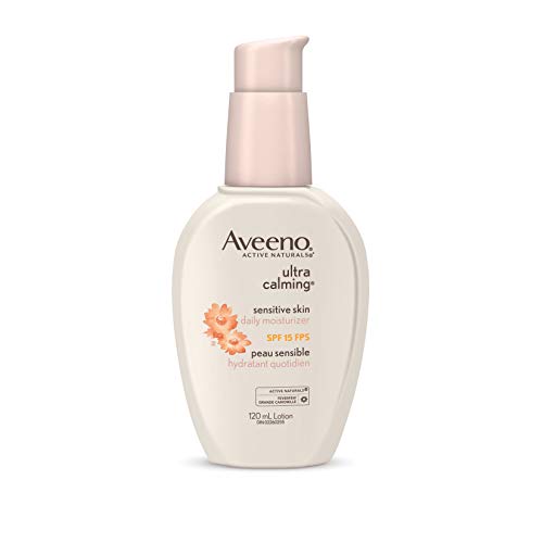 Aveeno Ultra-Calming Daily Facial Moisturizer for Sensitive, Dry Skin with Broad Spectrum SPF 15 Sunscreen, Feverfew…