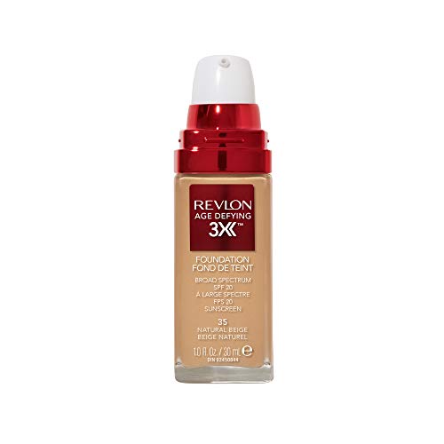 Liquid Foundation by Revlon, Age Defying 3XFace Makeup, Anti-Aging and Firming Formula, SPF 30, Longwear Medium…