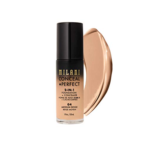 Milani Conceal + Perfect 2-in-1 Foundation + Concealer – Medium Beige (1 Fl. Oz.) Cruelty-Free Liquid Foundation – Cover…