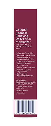 CETAPHIL Redness Relieving Daily Facial Moisturizer SPF 20, 1.7 fl oz, Broad spectrum Sunscreen, Neutral Tint, For…