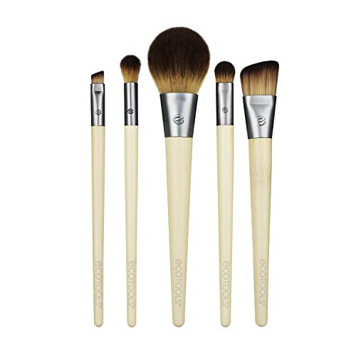 EcoTools Start The Day Beautifully Makeup Brush Kit, For Eyeshadow, Foundation, Blush, & Concealer, With Storage Tray…
