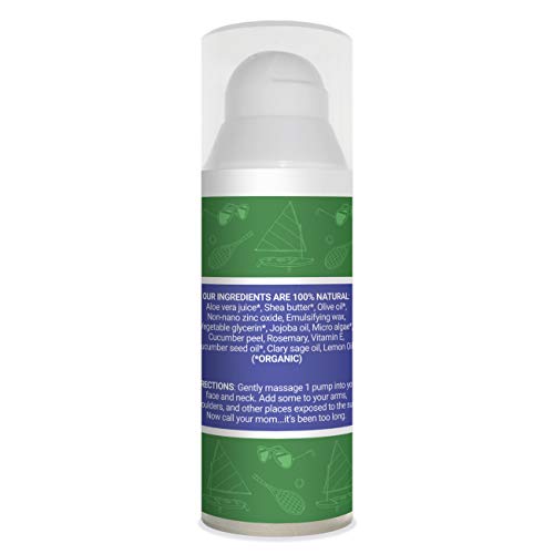 Face Moisturizer with SPF 12 Sun Protection (Cucumber Sage) | Reduces Redness and Prevents Sun Damage | 100% Natural…