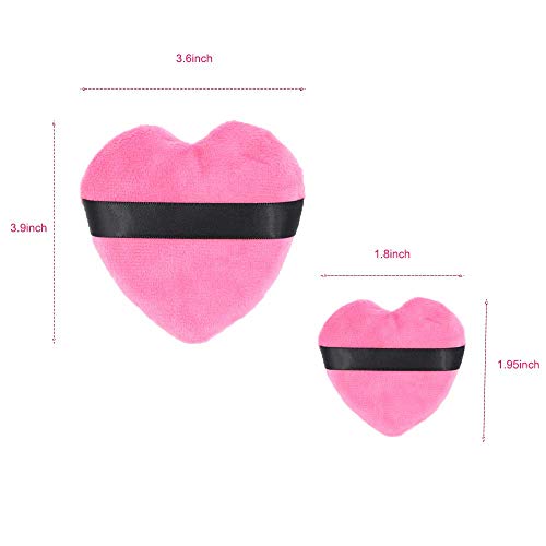 Makeup Puffs,Large Face Powder Puffs Cotton Velour Love Shape with Strap,Makeup Tool Beauty Sponges Blender 2 Pcs …