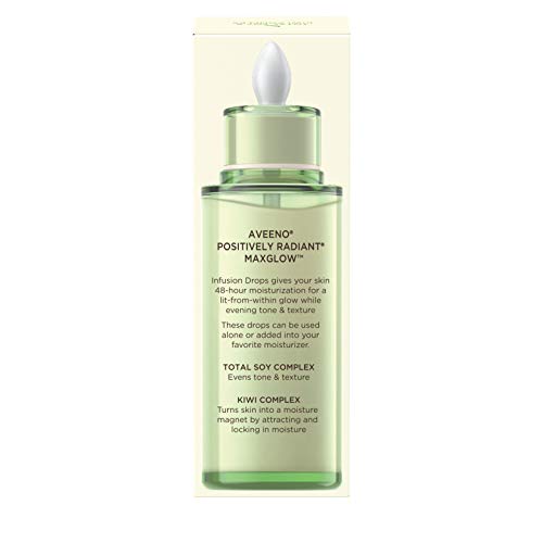 Aveeno Positively Radiant MaxGlow Infusion Drops with Moisture Rich Soy & Kiwi Complex, Hypoallergenic, Non-Comedogenic…