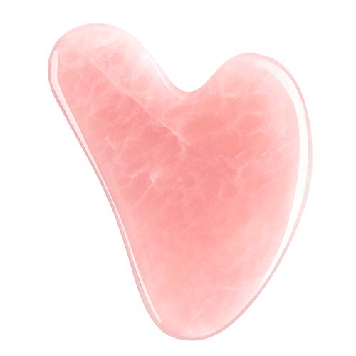 Rosejoice Pink Rose Quartz Gua Sha Facial Tool Pink Heart Shape Gua Sha Scraping Massage Tool for Therapeutic Relief and…