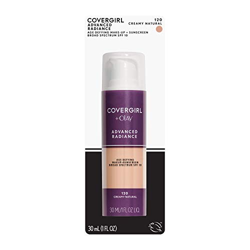 COVERGIRL Advanced Radiance Age Defying Foundation Makeup, Creamy Natural 120, 1 Ounce (Packaging May Vary) Liquid…