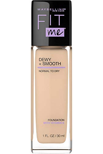 Maybelline Fit Me Dewy + Smooth SPF 18 Liquid Foundation Makeup, Classic Ivory, 1 Count