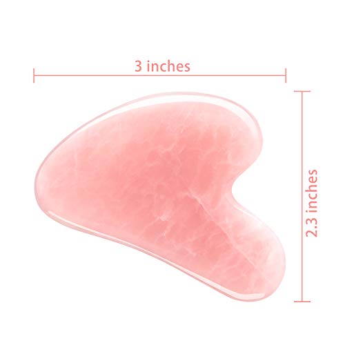 Rosejoice Pink Rose Quartz Gua Sha Facial Tool Pink Heart Shape Gua Sha Scraping Massage Tool for Therapeutic Relief and…