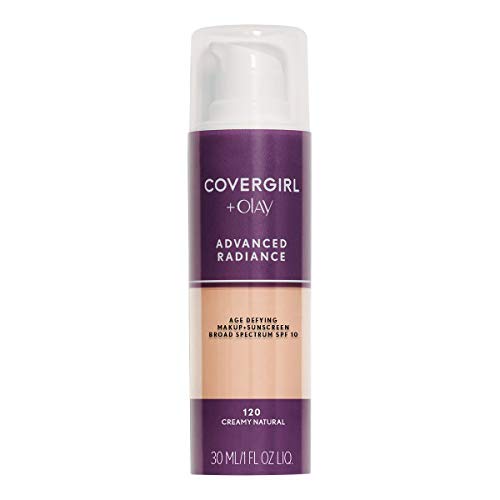 COVERGIRL Advanced Radiance Age Defying Foundation Makeup, Creamy Natural 120, 1 Ounce (Packaging May Vary) Liquid…