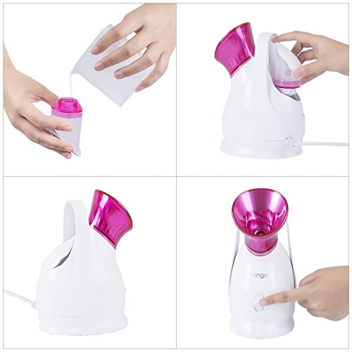 Facial Steamer Face Steamer KINGA Hot Mist Skin Moisturizing Opening Skin Pores Removing Blackhead Home SPA 5PCS Skin…
