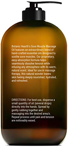 BOTANIC HEARTH Sore Muscle Massage Oil – with Arnica Montana Extract and Essential Oils – Warming and Relaxing – Soothes…