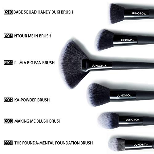 JUNO & Co Microfiber Velvet Sponge and 10pcs Makeup Brush Set for Foundation Blending Blush Concealer Eye Shadow…