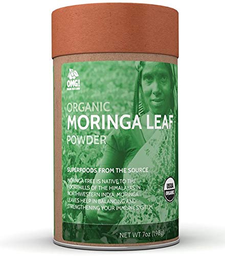 OMG! Superfoods Organic Moringa Powder – 100% Pure, USDA Certified Organic – Good Source of Calcium, Iron, Vitamin A…