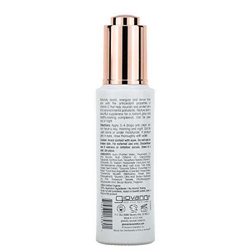 GIOVANNI Facial Energizing Serum. 1.6 oz. – Naturally Boosts Energizes & Revives, Restoring Vitamin C