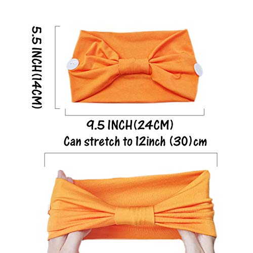 Bohend Fashion Button Wide Women Headbands 5 Pack Sports Outdoor Hair Bands Cotton Stretchy Daily Use Yoga Hair…