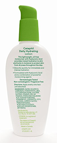 CETAPHIL Daily Hydrating Lotion for Face , With Hyaluronic Acid , 3 fl oz , Lasting 24 Hr Hydration , for Combination…