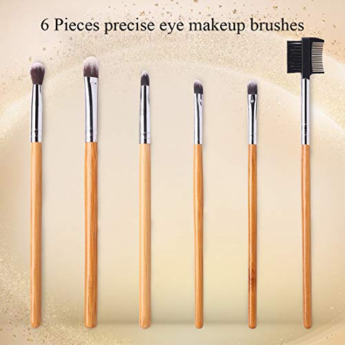 BEAKEY 12+2 Pcs Makeup Brush Set, Premium Bamboo Handle Synthetic Bristles, Kabuki Foundation Eyeshadow Concealer Powder…