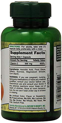 Nature’s Bounty Vitamin C, Immune Support, 500mg, Capsules, 100 Ct