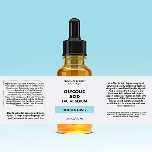 Provence Beauty Face Serum | Hydration and Exfoliating Serum | 2 OZ (Vitamin C Glycolic Hyaluronic)