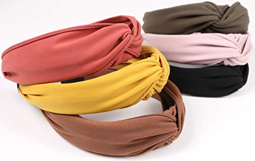 6 Pack Wide Plain Headbands,Unime Twist Knot Turban Headband Yoga Hair Band Fashion Elastic Hair Accessories for Women…