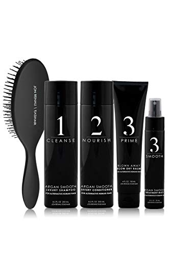 Jon Renau Human Hair Full 5 Pc. Kit, Shampoo, Conditioner, Blow Dry Balm, Smooth Treatment, and Wide Tooth Comb