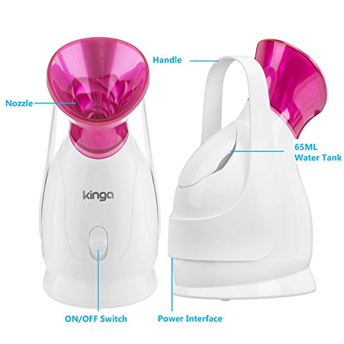 Facial Steamer Face Steamer KINGA Hot Mist Skin Moisturizing Opening Skin Pores Removing Blackhead Home SPA 5PCS Skin…