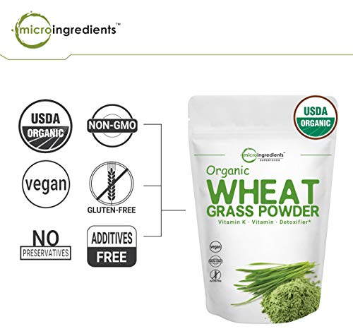 Micro Ingredients Sustainably US Grown, Organic Wheat Grass Powder (100% Whole-Leaf), 16 Ounce, Rich in Immune Vitamins…
