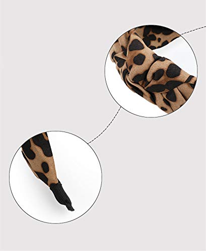 ShiQiao Spl Leopard Print Headband for Women Girls, Wide Knotted Bow Headbands Leopard Print Headband Cheetah Hairband…