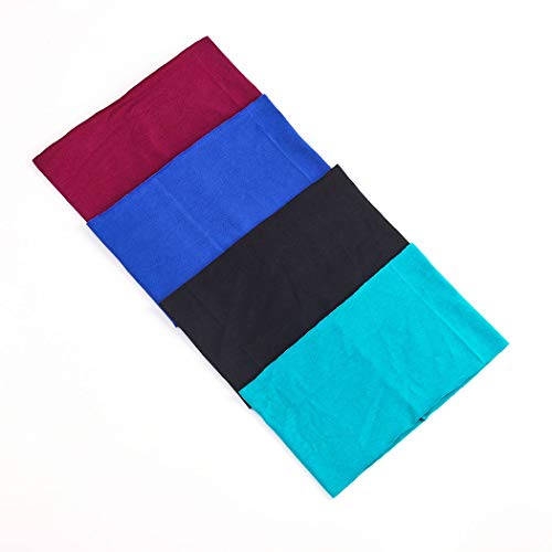 Woeoe Turban Yoga Headbands Black Stylish Wide Hair Bands Elastic Running Head wraps for Women and Girls (Pack of 4)