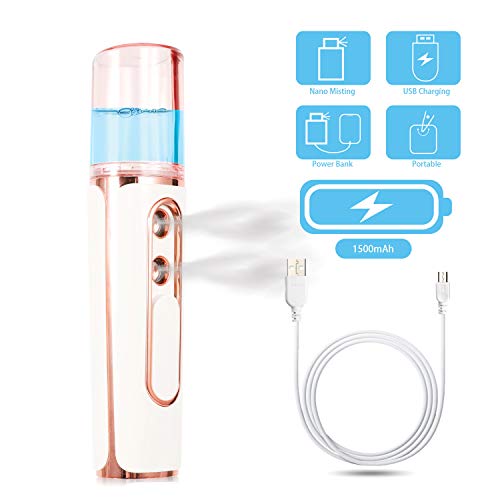 annhuabeauty Nano Facial Mister, Double Hole Portable Cool Mist Moisturizing Face Eye Lash Mister, Facial Sprayer for…
