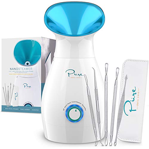 NanoSteamer Large 3-in-1 Nano Ionic Facial Steamer with Precise Temp Control – 30 Min Steam Time – Humidifier – Unclogs…