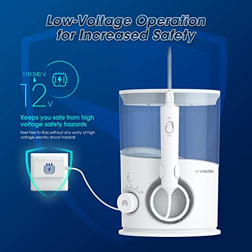 X-WAVES Water Flosser Electric Dental Countertop Professional Oral Irrigator for Teeth, 6 multifunctional jet tips, 10…
