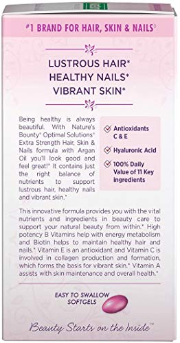 Nature’s Bounty Hair, Skin & Nails Rapid Release Softgels, Argan-Infused Vitamin Supplement with Biotin and Hyaluronic…