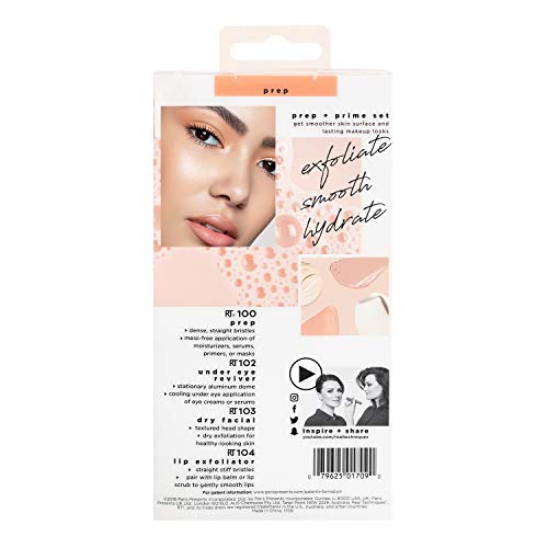 Real Techniques Prep and Prime Makeup Brush Set, Ideal for Exfoliating & Applying Primers, Moisturizers, and Serums…